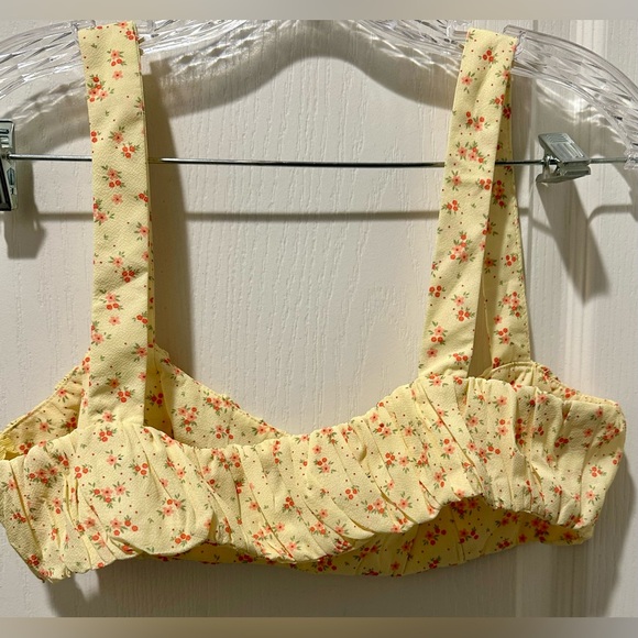 Princess Polly 2 Piece Midi Skirt w Front Slit Yellow w Orange Floral - Picture 7 of 14